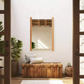 Miroir de courtoisie rectangulaire encadré en bois naturel 22"x16"