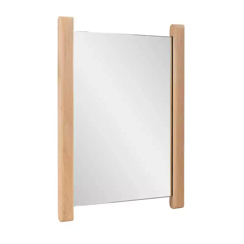Miroir de courtoisie rectangulaire encadré en bois naturel 22"x16"