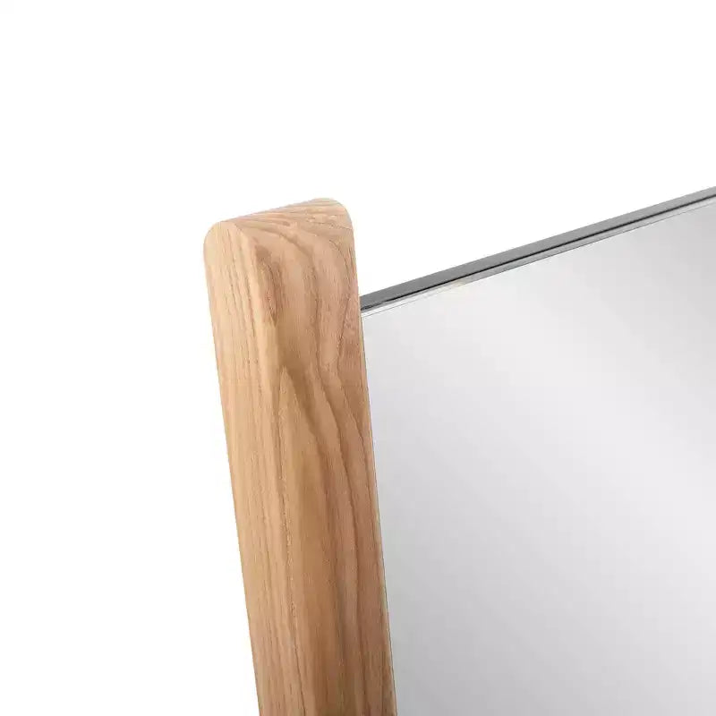 Miroir de courtoisie rectangulaire encadré en bois naturel 22"x16"