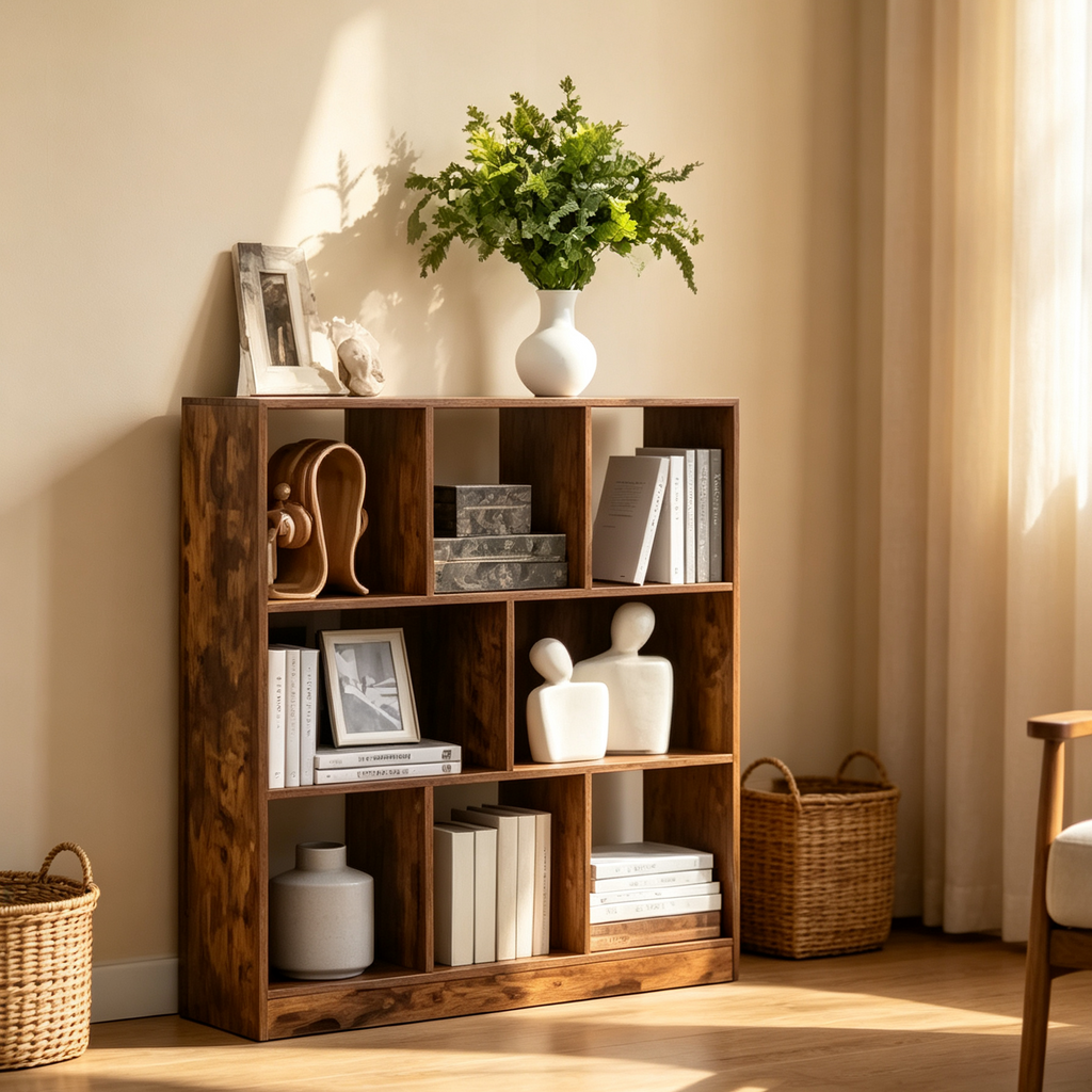 Bibliothèque Cubes, Meuble de Rangement Autonome avec 8 Compartiments Ouverts