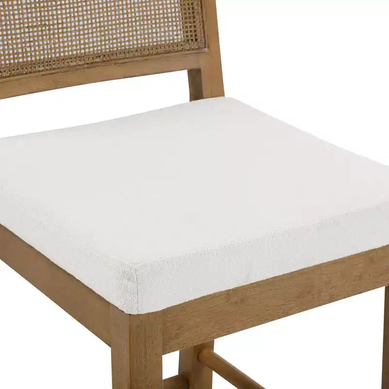 Tabouret de bar Boucle hauteur comptoir avec dossier en rotin, marron clair, 29 po