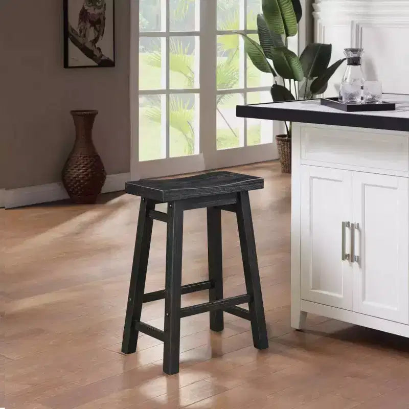 Tabouret de bar sans dossier, hauteur comptoir, finition noir charbon