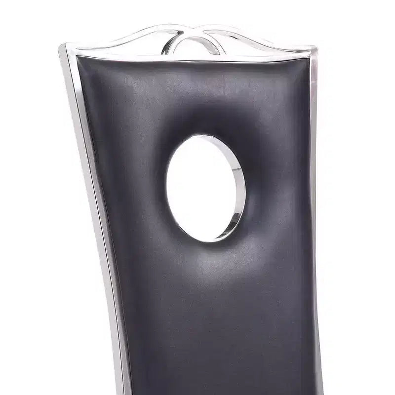Chaise de salle à manger moderne, cuir synthétique noir avec structure en acier inoxydable