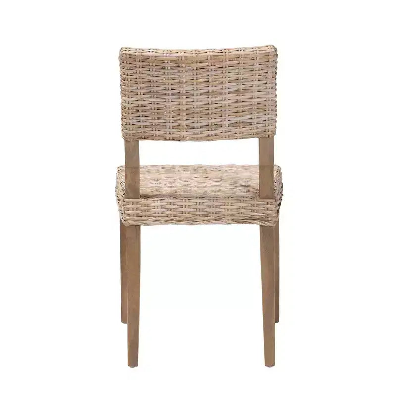 Chaise de salle à manger en rotin et acajou, gris Kubu/taupe rustique