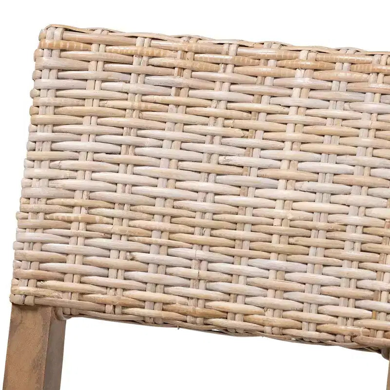 Chaise de salle à manger en rotin et acajou, gris Kubu/taupe rustique