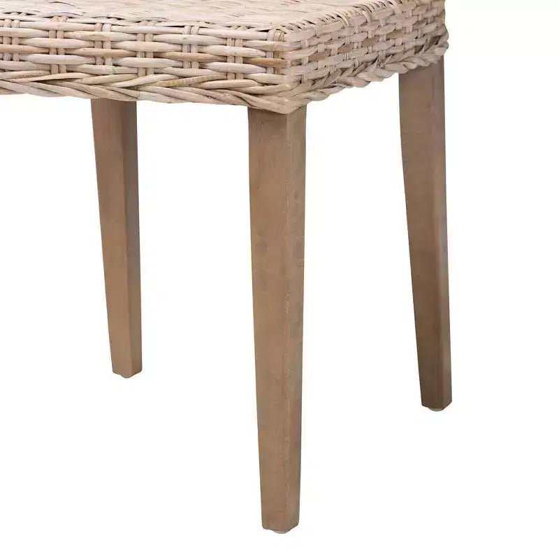Chaise de salle à manger en rotin et acajou, gris Kubu/taupe rustique