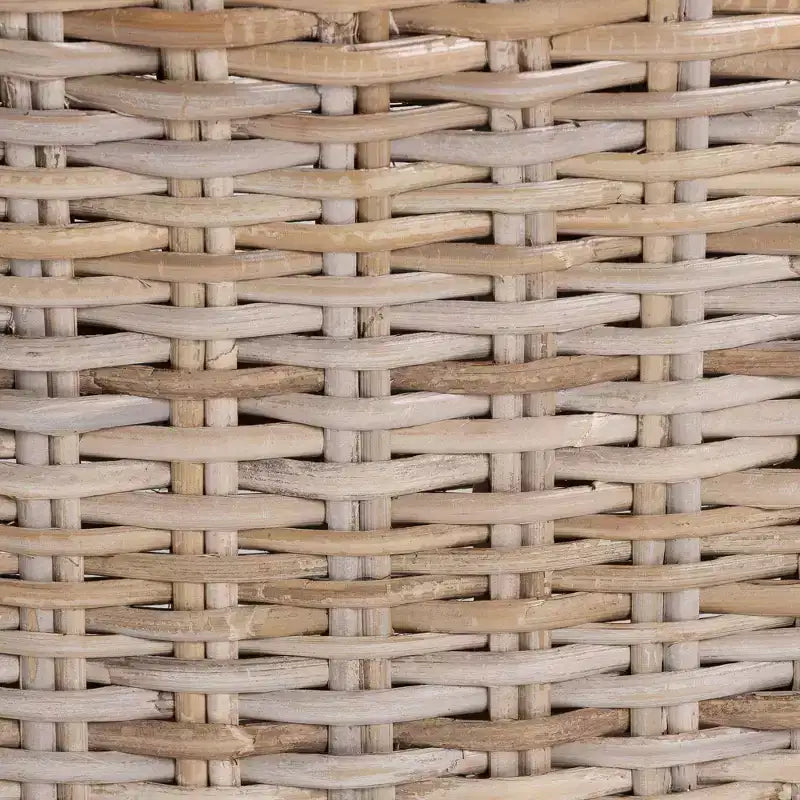 Chaise de salle à manger en rotin et acajou, gris Kubu/taupe rustique