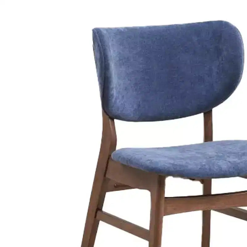Chaise de salle à manger, tissu bleu avec cadre en bois finition noyer