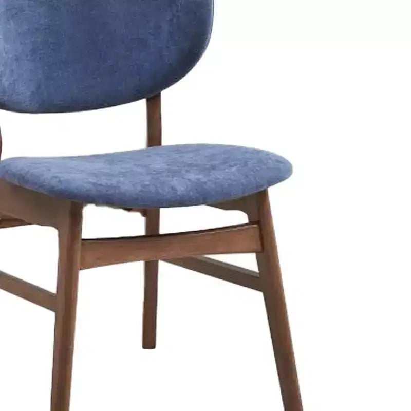 Chaise de salle à manger, tissu bleu avec cadre en bois finition noyer