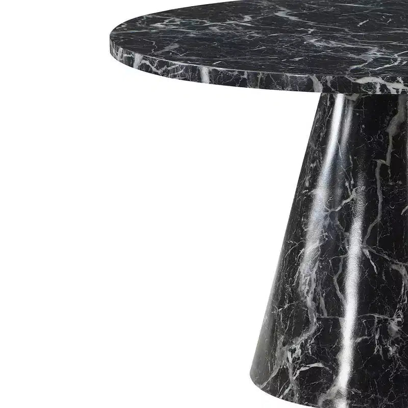 Table à manger ronde avec finition en pierre reconstituée, pour 4 personnes