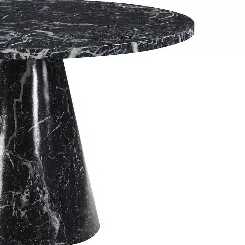 Table à manger ronde avec finition en pierre reconstituée, pour 4 personnes