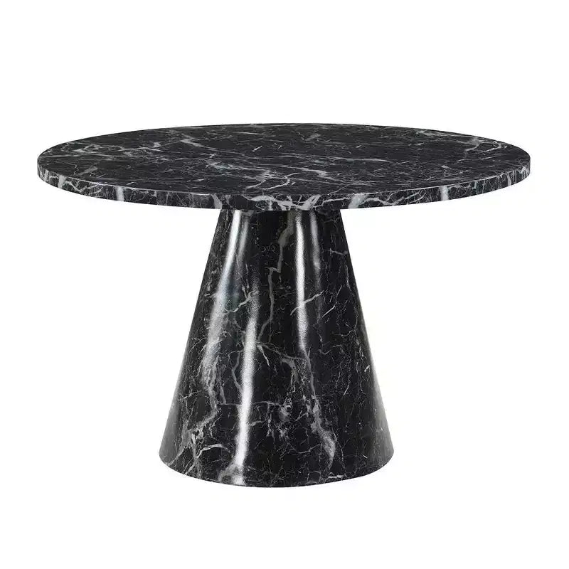 Table à manger ronde avec finition en pierre reconstituée, pour 4 personnes