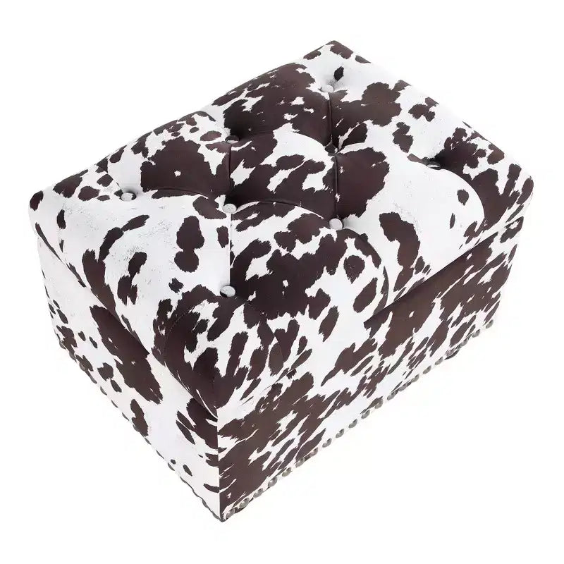 Pouf de rangement, imprimé vache marron