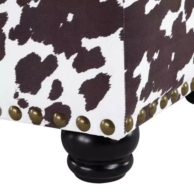Pouf de rangement, imprimé vache marron