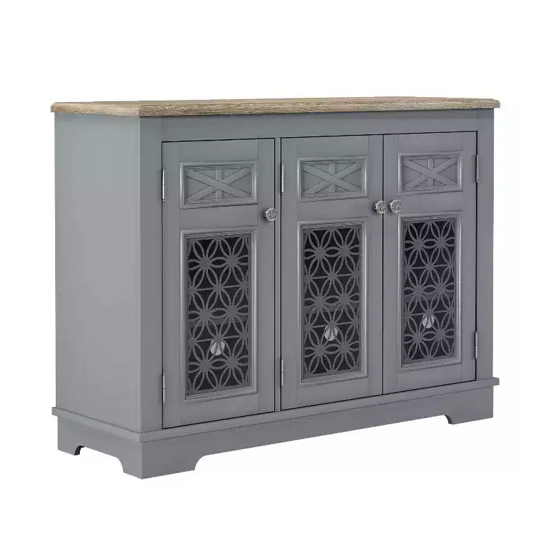 Buffet vaisselier vintage 45" avec rangement, gris