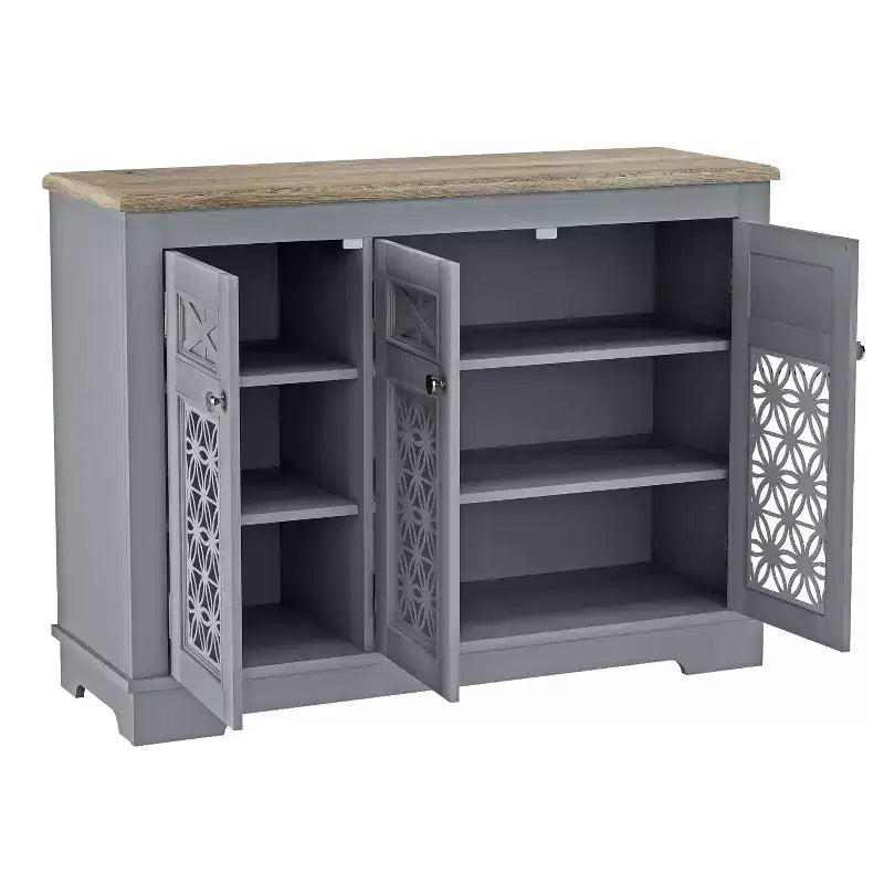 Buffet vaisselier vintage 45" avec rangement, gris