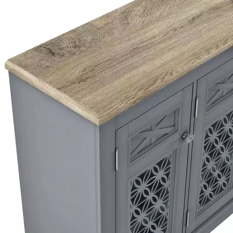 Buffet vaisselier vintage 45" avec rangement, gris