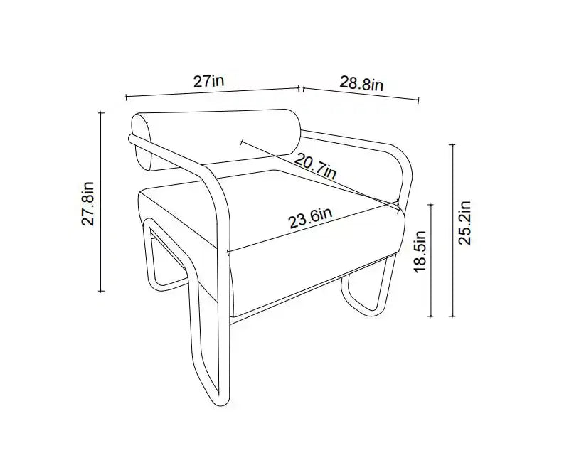 Fauteuil d'appoint moderne en fer de 68,5 cm, fauteuil confortable pour le salon et la chambre