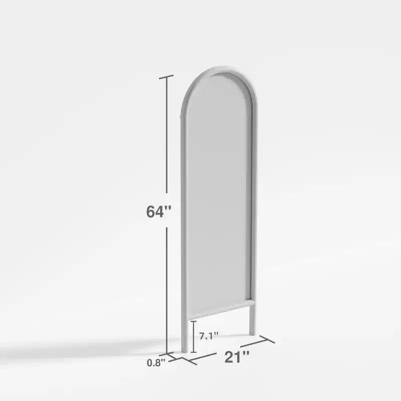Miroir pleine longueur à cadre en bois, dessus arqué, inclinable