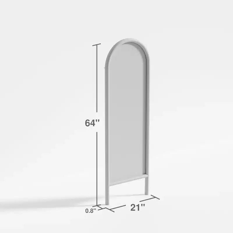 Miroir pleine longueur à cadre en bois, dessus arqué, inclinable