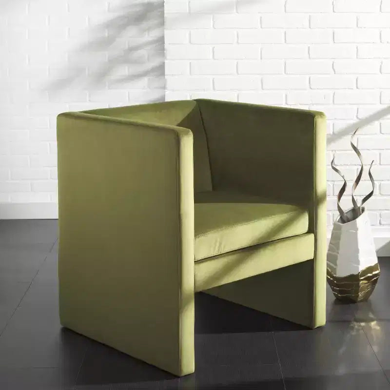 Fauteuil d'appoint en velours avec coussin amovible, vert olive