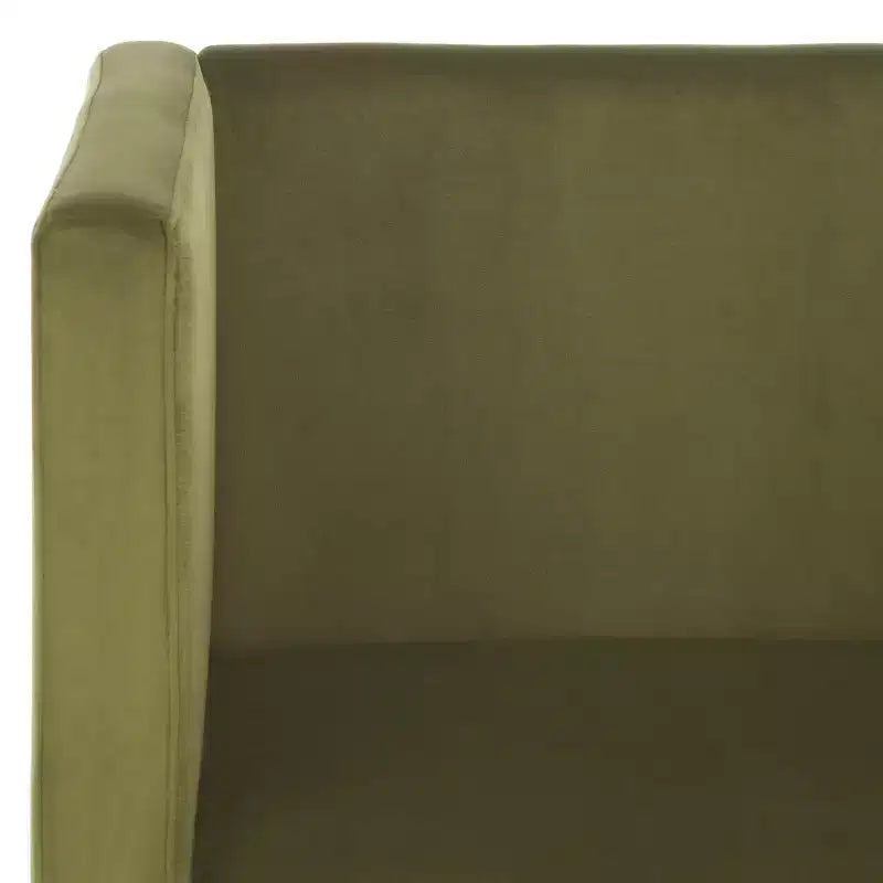 Fauteuil d'appoint en velours avec coussin amovible, vert olive