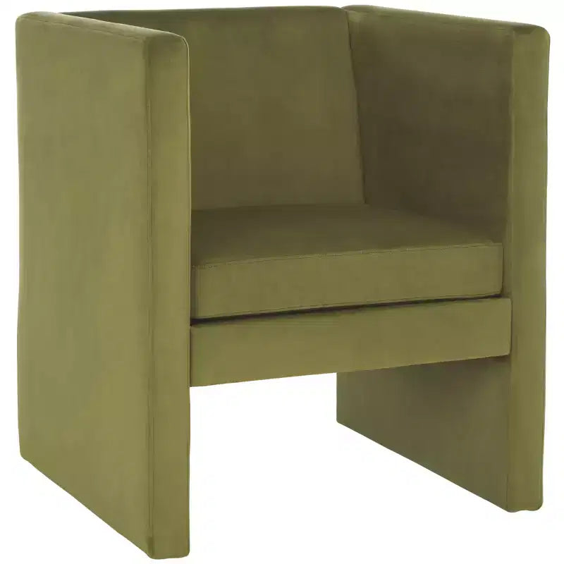 Fauteuil d'appoint en velours avec coussin amovible, vert olive