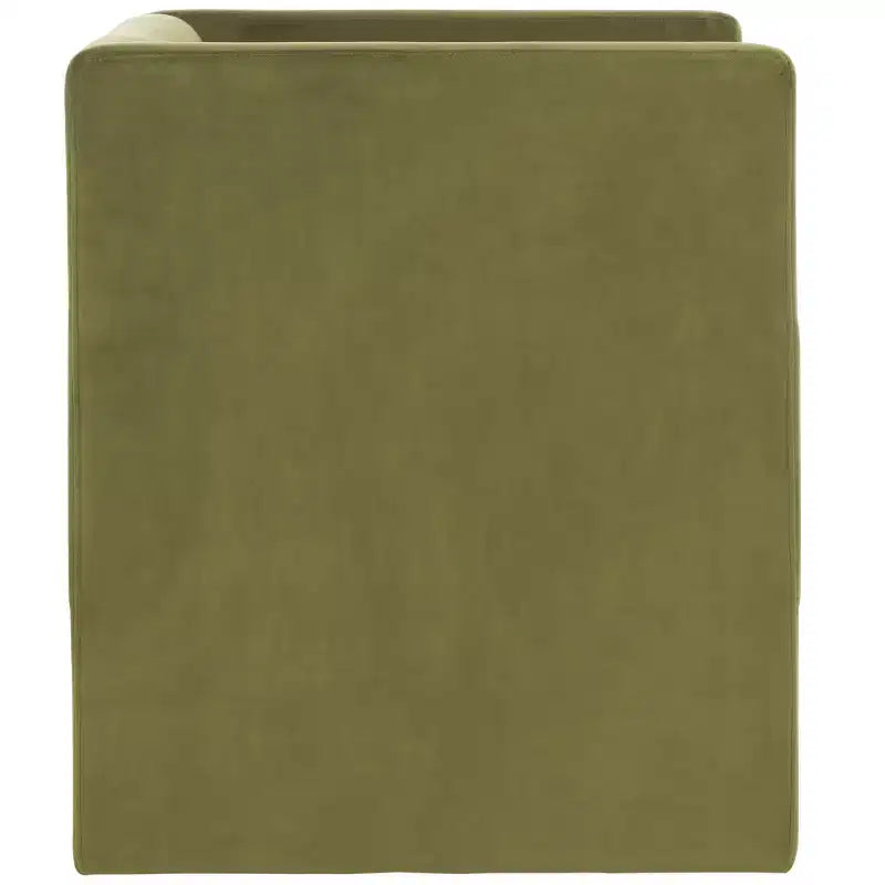 Fauteuil d'appoint en velours avec coussin amovible, vert olive