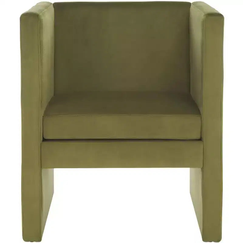 Fauteuil d'appoint en velours avec coussin amovible, vert olive
