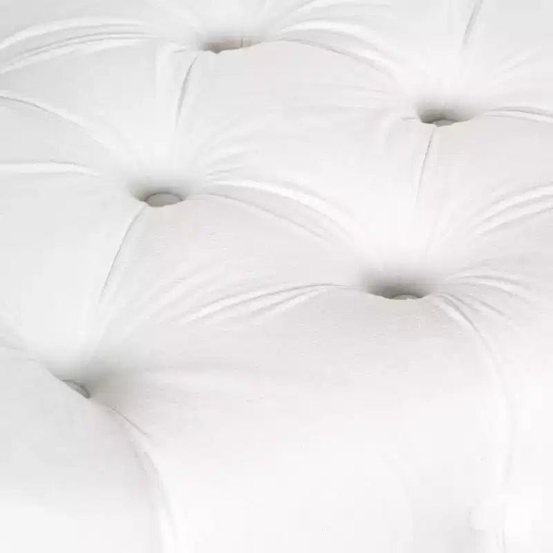 Banc capitonné en tissu avec roulettes, blanc, 2 places
