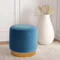 Pouf rond en velours, Vert d'eau/Doré