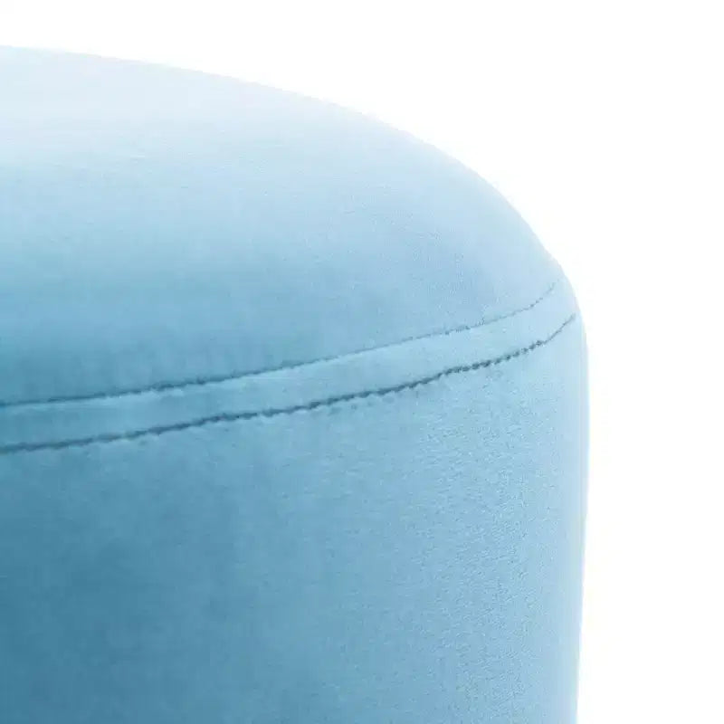 Pouf rond en velours, Vert d'eau/Doré