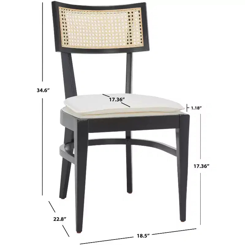 Chaise de salle à manger en rotin avec coussin, cadre en bois naturel