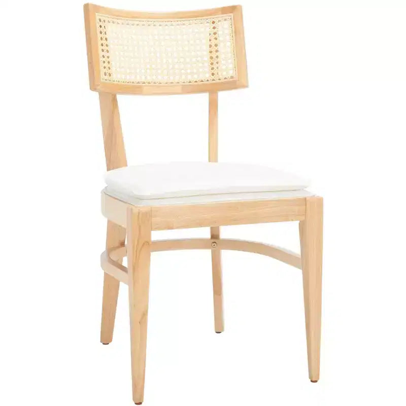 Chaise de salle à manger en rotin avec coussin, cadre en bois naturel