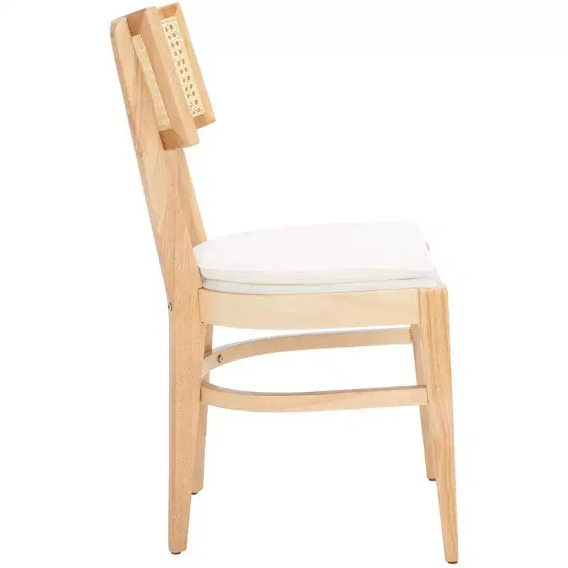 Chaise de salle à manger en rotin avec coussin, cadre en bois naturel