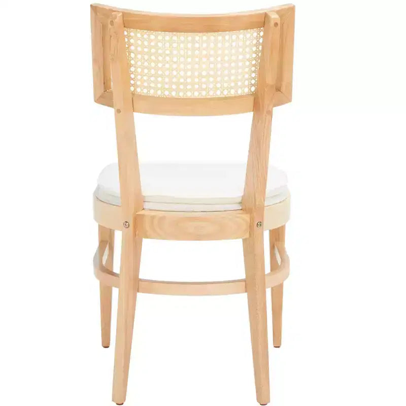 Chaise de salle à manger en rotin avec coussin, cadre en bois naturel