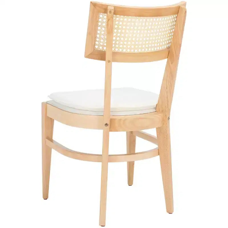 Chaise de salle à manger en rotin avec coussin, cadre en bois naturel