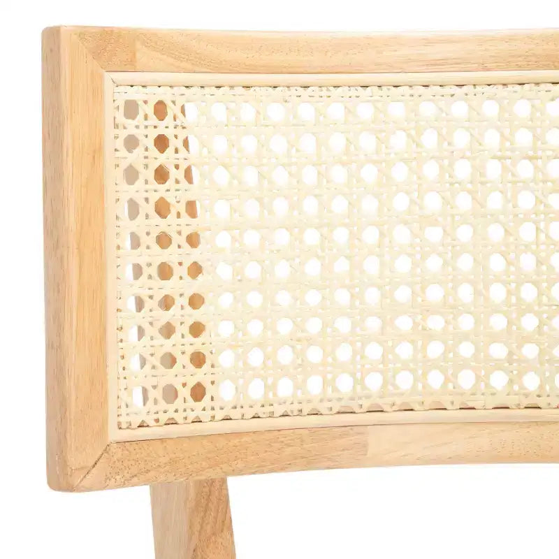 Chaise de salle à manger en rotin avec coussin, cadre en bois naturel