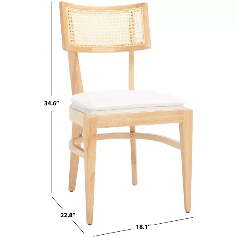 Chaise de salle à manger en rotin avec coussin, cadre en bois naturel