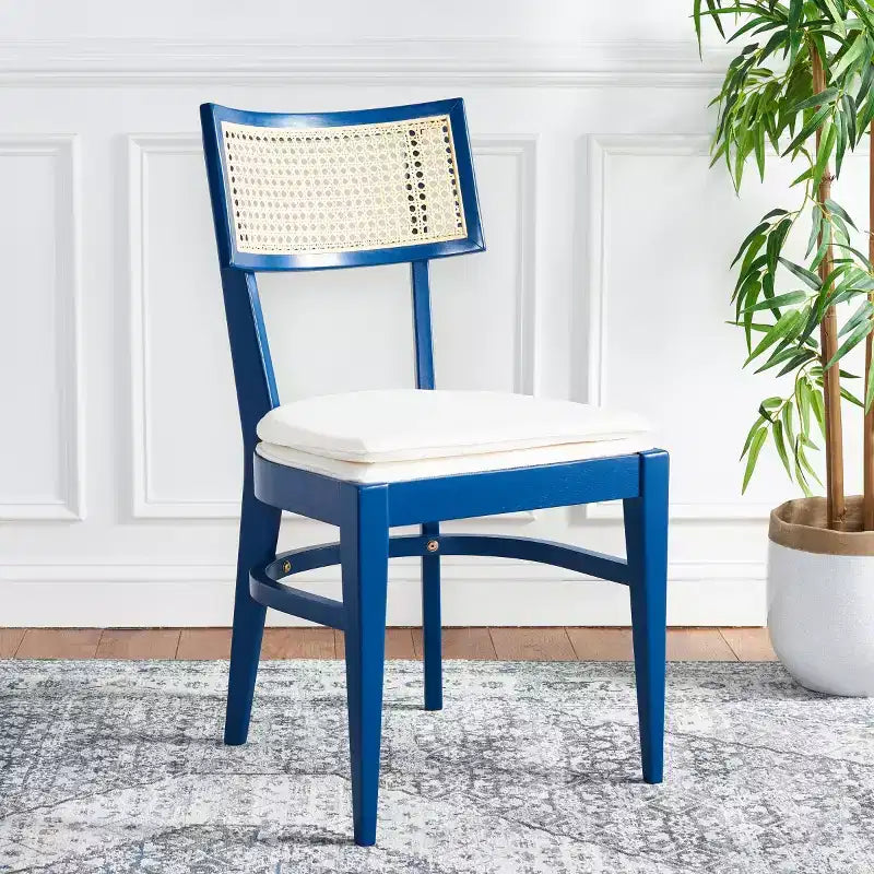 Chaise de salle à manger en rotin avec coussin, cadre en bois naturel