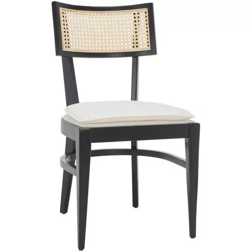 Chaise de salle à manger en rotin avec coussin, cadre en bois naturel