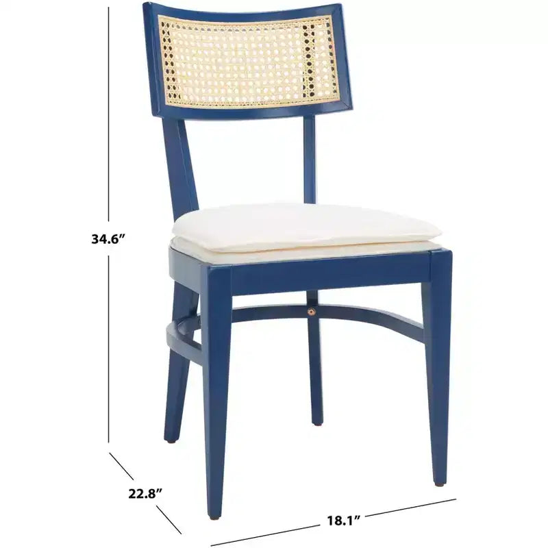 Chaise de salle à manger en rotin avec coussin, cadre en bois naturel