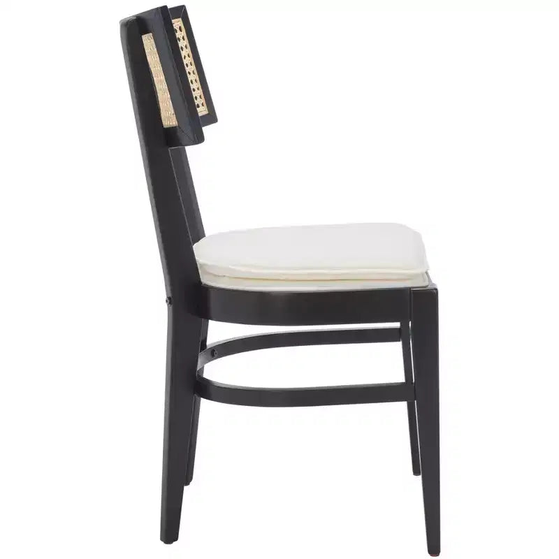 Chaise de salle à manger en rotin avec coussin, cadre en bois naturel