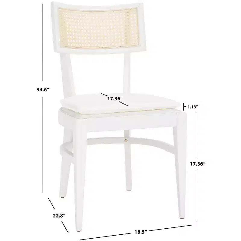 Chaise de salle à manger en rotin avec coussin, cadre en bois naturel