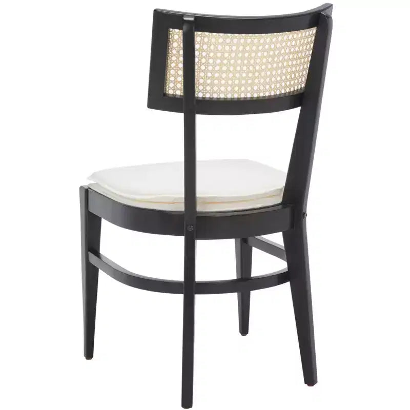 Chaise de salle à manger en rotin avec coussin, cadre en bois naturel
