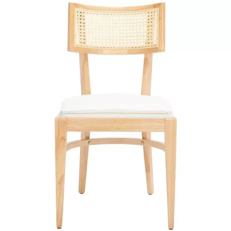 Chaise de salle à manger en rotin avec coussin, cadre en bois naturel