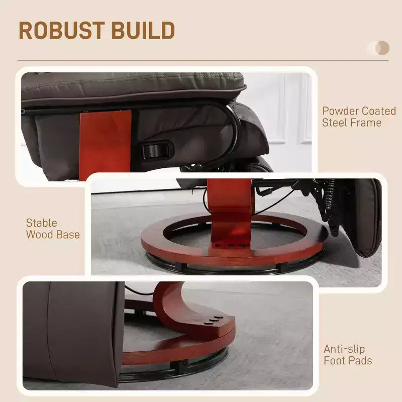 Fauteuil inclinable pivotant en cuir PU avec repose-pieds pour salon