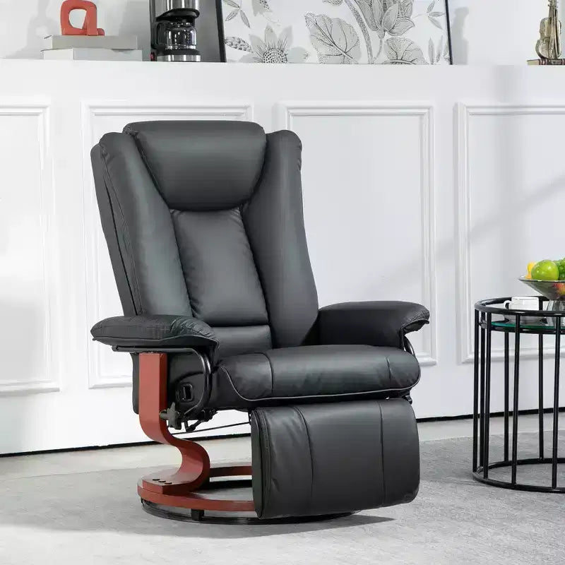 Fauteuil inclinable pivotant en cuir PU avec repose-pieds pour salon
