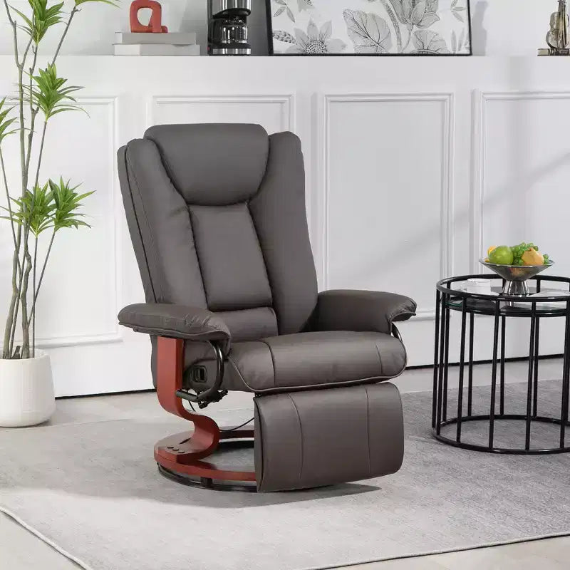 Fauteuil inclinable pivotant en cuir PU avec repose-pieds pour salon