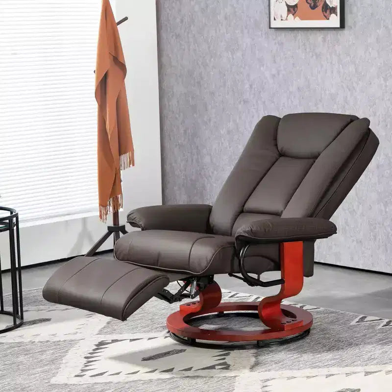 Fauteuil inclinable pivotant en cuir PU avec repose-pieds pour salon